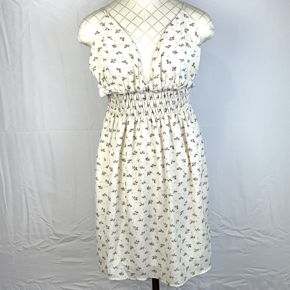 Shein Halter Dress Large with Adjustable Straps Crème colored with Roses Lined